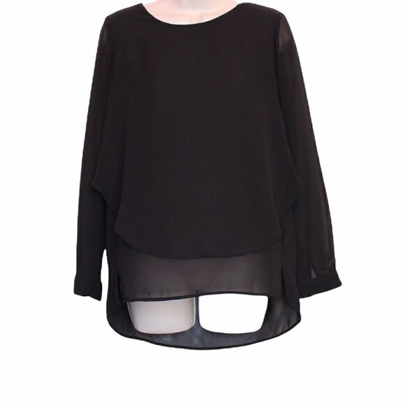 PLEIONE Long Sleeve Sheer Layering Blouse Size Small - Picture 1 of 11
